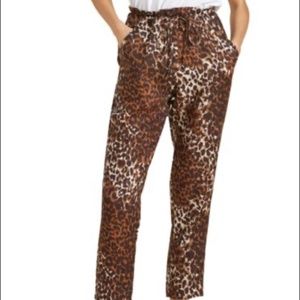 Veronica Beard leopard print paperbag pants